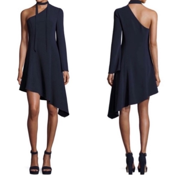 NWT!! Cinq A Sept Kierra One-Shoulder Navy Dress - Picture 1 of 6